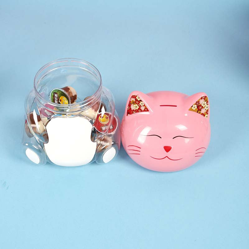 卡通造型塑料罐，食品级PP+PET材质，安全零食分装容器